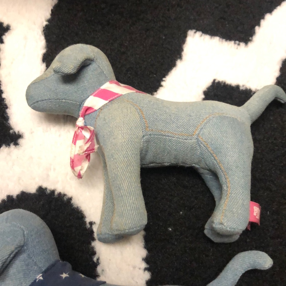 Victoria secret pink dog. Denim dogs. Pink scarf